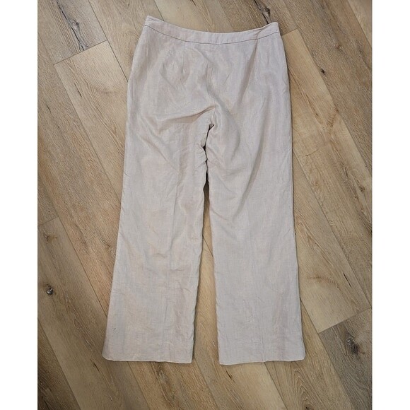Harve Benard Tan Shimmer Linen Straight Leg Dress Pants Womens 10 Holiday Lined - Picture 5 of 11